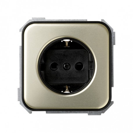 BASE ENCHUFE 2 POLOS TOMA TIERRA SCHUKO SERIE 31 MARRON DECORATIVO 