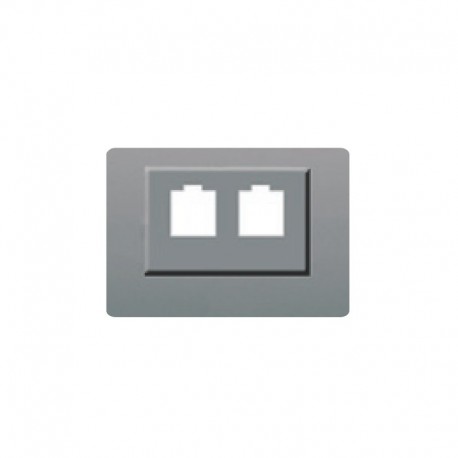 Tapa toma doble RJ11 o RJ45 GRIS SOMBRA BJC Coral 21882-GS
