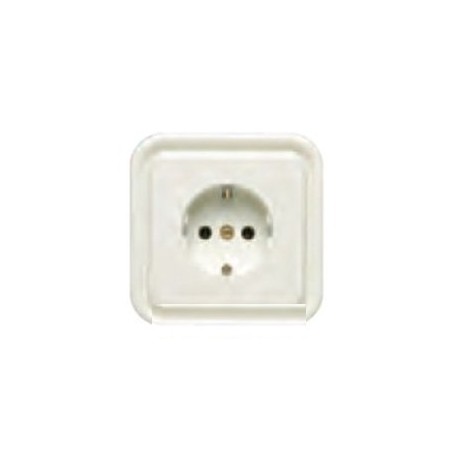 BASE ENCHUFE TOMA TIERRA LATERAL MONOBLOCK SERIE IBIZA BLANCO
