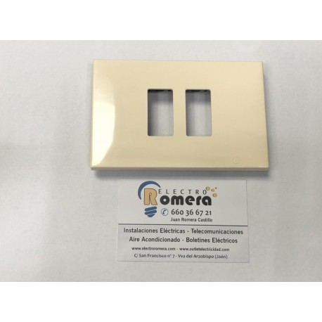 PLACA RECTANGULAR PARA 3 ELEMENTOS MARFIL
