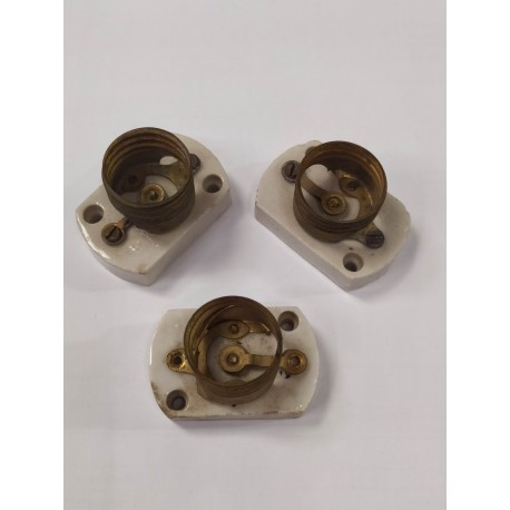PORTALAMPARA DE PORCELA CON LATON VINTAGE AÑOS 40/50