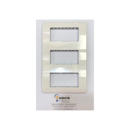 PLACA 4 MODULOS CON BASTIDOR METALICO BLANCO ALPINO STYLO