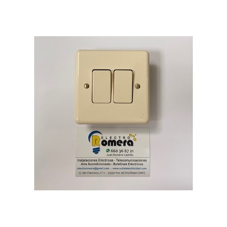 CONMUTADOR + CONMUTADOR COLOR MARFIL SERIE IMPACT PLASTIMETAL 9632