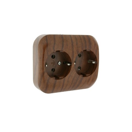 ENCHUFE EMPOTRABLE DOBLE MADERA SERIE 36.530