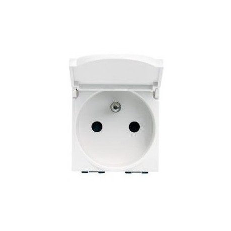 Base Enchufe Francesa con Tapa 2 Polos +Tierra 16A N4145 - Bticino LivingLight Blanco