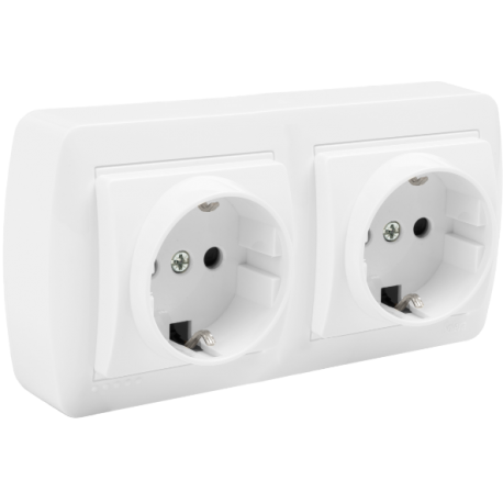 Base fija doble 2P+T, 16A 250V~. De superficie MUR66U
