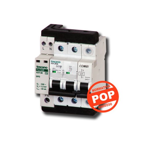 Protección combinada P+T, 2P, 6kA, 40A