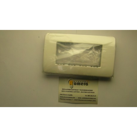PLACA 4 MODULOS CON BASTIDOR METALICO BLANCO ALPINO STYLO