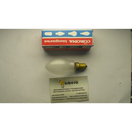 CORONA LAMPARA FLAMA LISA MATE 150V 25W  E14 BELLOTA