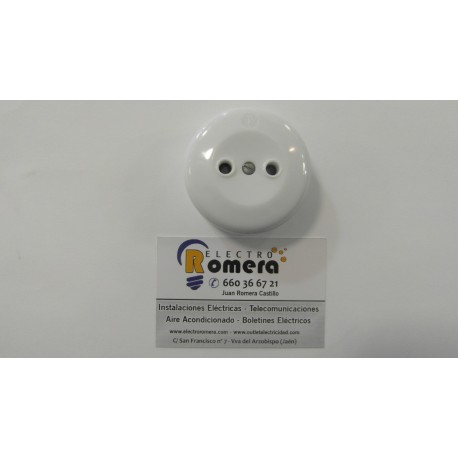 ENCHUFE SUPERFICIE REDONDO 2P + TT BLANCO PLASTIMETAL
